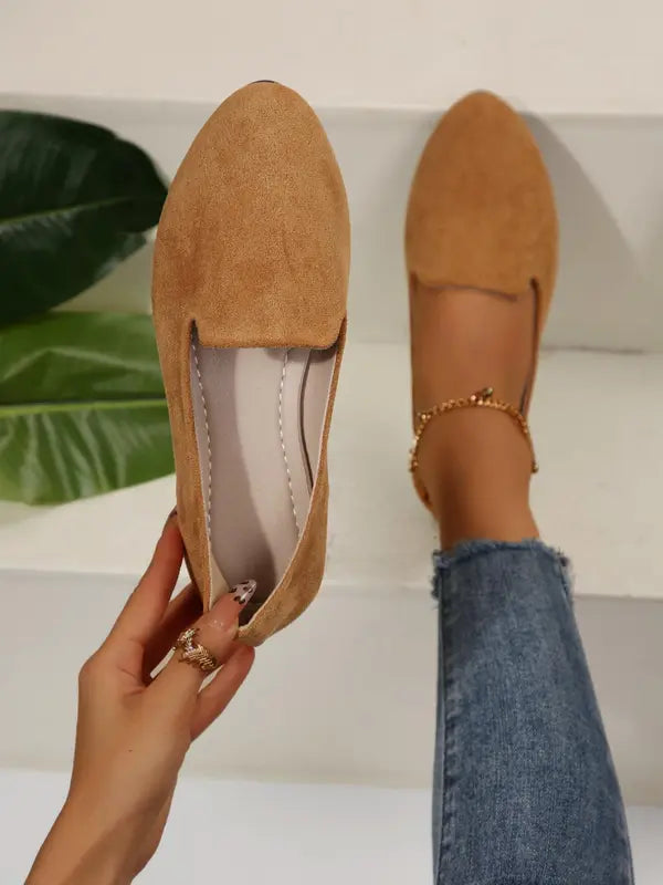 SHERNA™ - Women’s Solid Color Flats Soft Sole Pointed Toe Slip-On Shoes