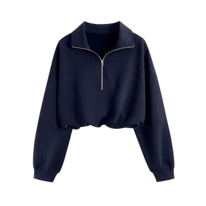 ISOLENE™ – Comfortable Half-Zip Drawstring Cropped Sweatshirt