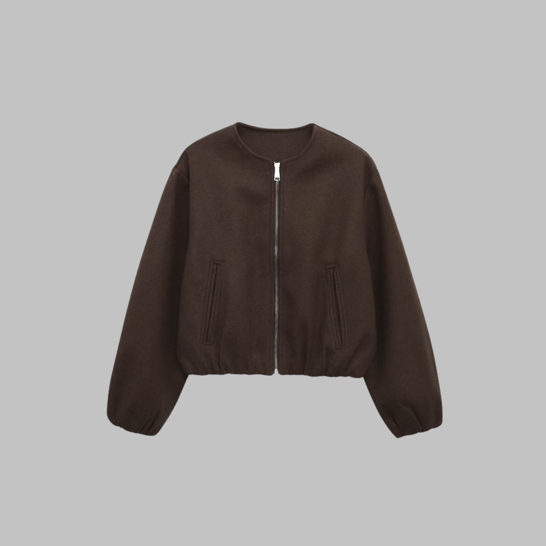 OVALIE™ - Chic Long Sleeve Zipper Crop Top Jacket